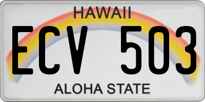 HI license plate ECV503