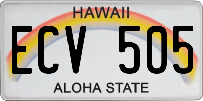 HI license plate ECV505