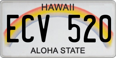HI license plate ECV520