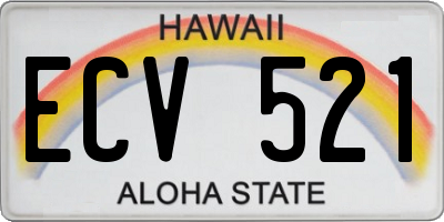 HI license plate ECV521