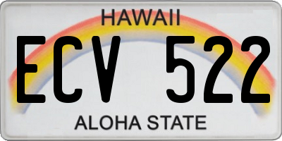 HI license plate ECV522