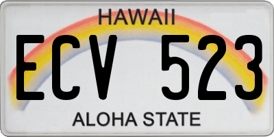 HI license plate ECV523