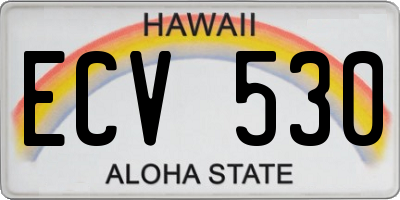 HI license plate ECV530