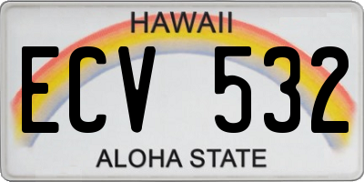 HI license plate ECV532