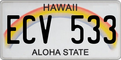 HI license plate ECV533