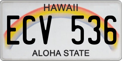 HI license plate ECV536
