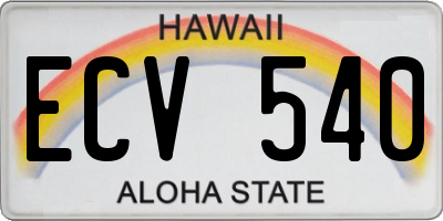 HI license plate ECV540