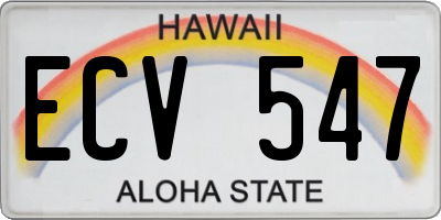 HI license plate ECV547