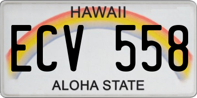 HI license plate ECV558