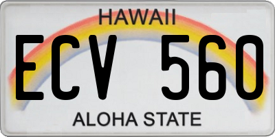 HI license plate ECV560