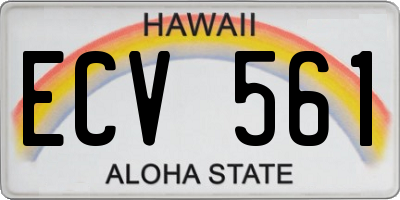 HI license plate ECV561