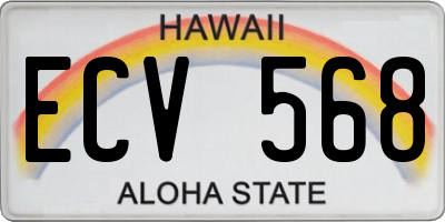 HI license plate ECV568