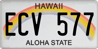 HI license plate ECV577