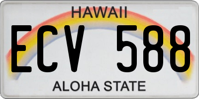 HI license plate ECV588