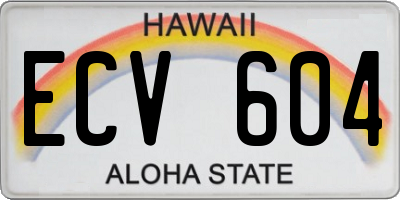 HI license plate ECV604