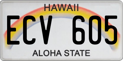HI license plate ECV605
