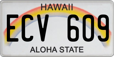 HI license plate ECV609