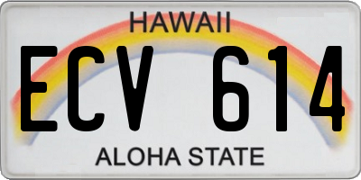 HI license plate ECV614