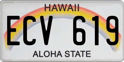 HI license plate ECV619