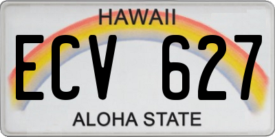 HI license plate ECV627