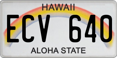 HI license plate ECV640