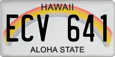 HI license plate ECV641