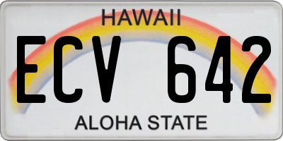 HI license plate ECV642