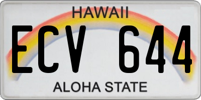 HI license plate ECV644