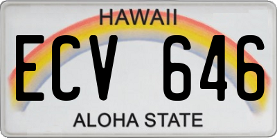 HI license plate ECV646
