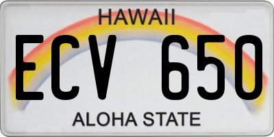 HI license plate ECV650