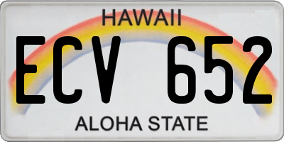 HI license plate ECV652
