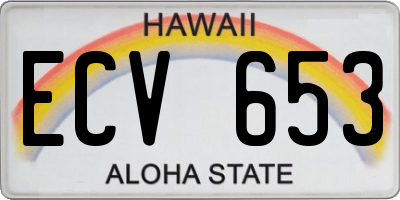 HI license plate ECV653