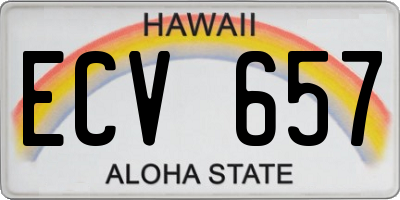HI license plate ECV657