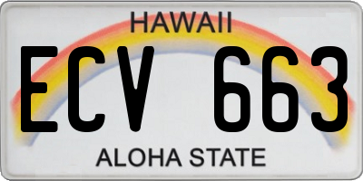 HI license plate ECV663