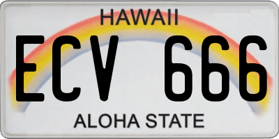 HI license plate ECV666