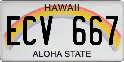 HI license plate ECV667