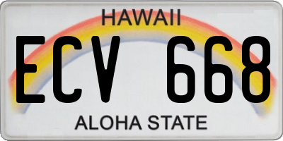 HI license plate ECV668