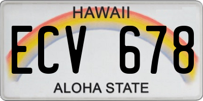 HI license plate ECV678