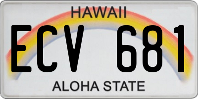 HI license plate ECV681