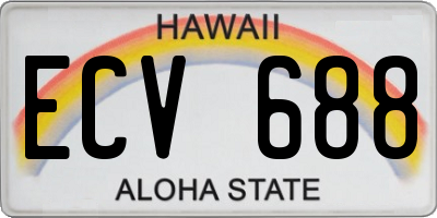 HI license plate ECV688