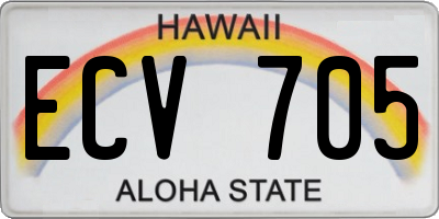 HI license plate ECV705
