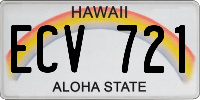 HI license plate ECV721