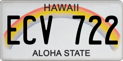HI license plate ECV722