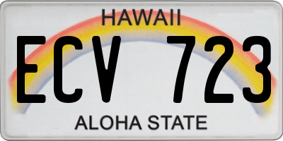 HI license plate ECV723