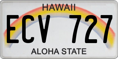 HI license plate ECV727