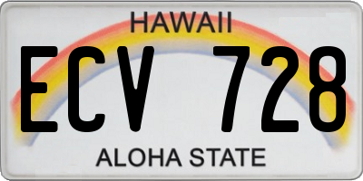 HI license plate ECV728