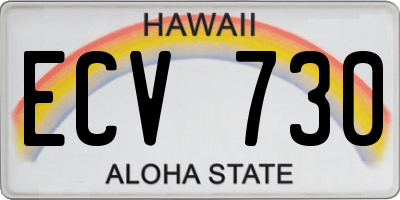 HI license plate ECV730