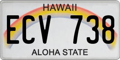 HI license plate ECV738