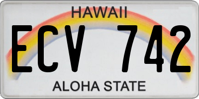 HI license plate ECV742