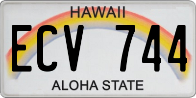 HI license plate ECV744